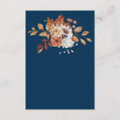 秋秋フローラブーケオンネイビーブルー結婚ズ エンクロージャーカード (裏面)