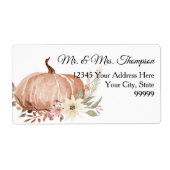 秋秋フローラホワイトパンプキン差出人住所ラ ラベル (正面)