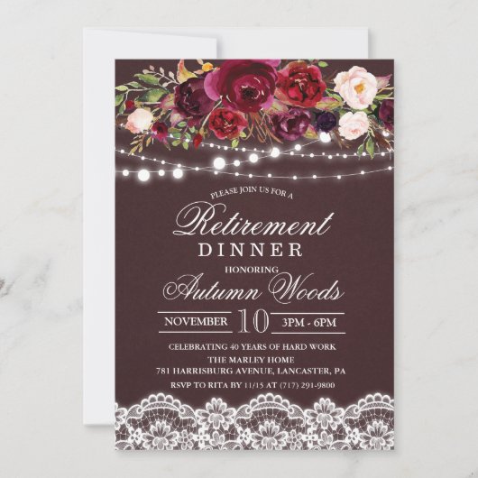 秋秋フローラリタイアディナー招待状 招待状 (正面)