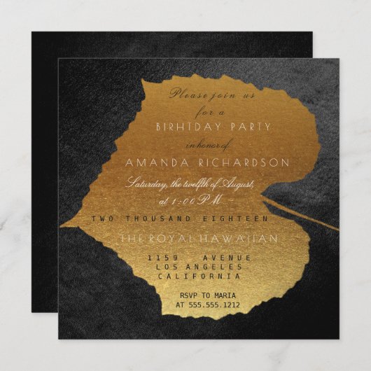 秋秋ブラックゴールデン離れズバースデーパーティー 招待状 (正面/裏面)