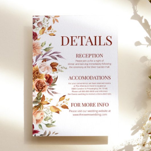 秋秋ブルゴーニュオレンジフローラ花詳細 エンクロージャーカード