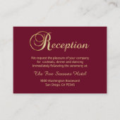 秋秋ブルゴーニュ金ゴールドウェディングレセプション エンクロージャーカード (正面)