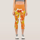 秋秋プリントカプリヨガパンツレギンス カプリレギンス (正面)