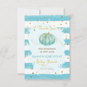 秋秋ベビーシャワーブルーパンプキン サンキューカード (正面)