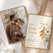 秋秋ボホワイルドフラワーフォトブライダルシャワー 招待状