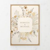 秋秋ボホ山花写真QRコードウェディング 三つ折り招待状 (カバー)