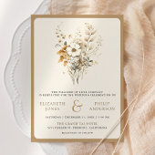 秋秋ボホ山花写真QRコードウェディング 招待状