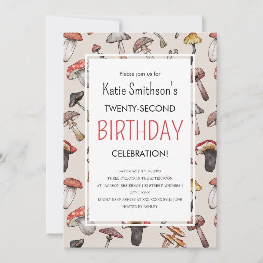 秋秋マッシュルームコテージコアテンプレート 招待状 (正面)