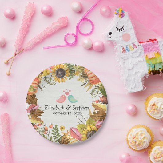 秋秋メープル葉ズパンプキンウェディングシャワー ペーパープレート (パーティー)