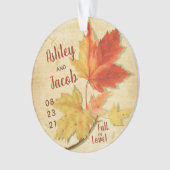 秋秋メープル葉結婚式の引き出物救日付 オーナメント (正面)