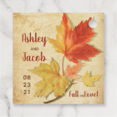 秋秋メープル葉結婚式の引き出物救日付 フェイバータグ (裏面)