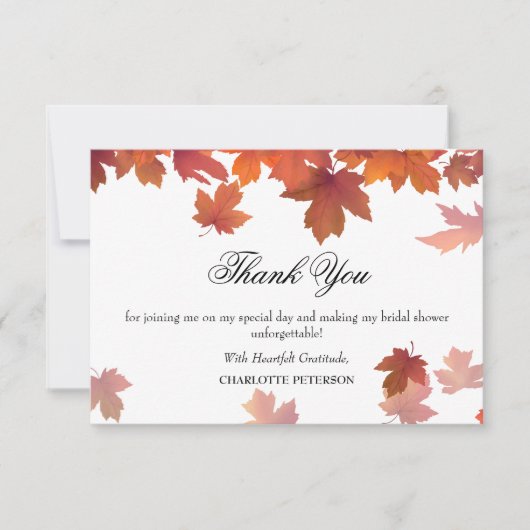 秋秋メープル離れブライダルシャワー サンキューカード (正面)