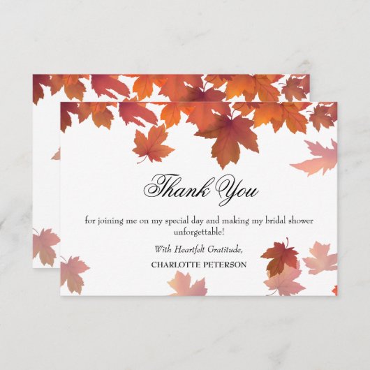 秋秋メープル離れブライダルシャワー サンキューカード (正面/裏面)