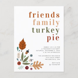 秋秋モダン感謝祭パーティー 案内ポストカード