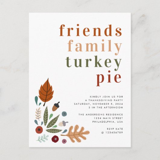 秋秋モダン感謝祭パーティー 案内ポストカード (正面)