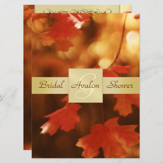 秋秋リーフブライダルシャワーモノグラム招待状 招待状 (正面/裏面)