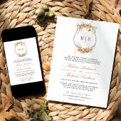 秋秋ワイルドフラワークレストQRコード結婚ズ 招待状