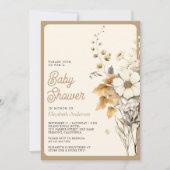秋秋ワイルドフラワー写真QRコードベビーシャワー 招待状 (正面)