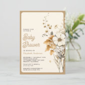 秋秋ワイルドフラワー写真QRコードベビーシャワー 招待状 (スタンド正面)