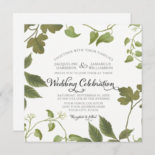 秋秋冬の森リーフボヘミアンBOHO 招待状 (正面/裏面)