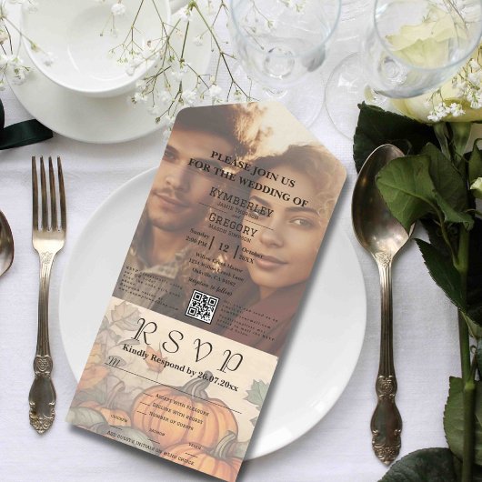 秋秋収穫水彩スタイル写真QRコード オールインワン招待状