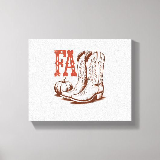 秋秋女性のカーボーイパンプキン キャンバスプリント (正面)