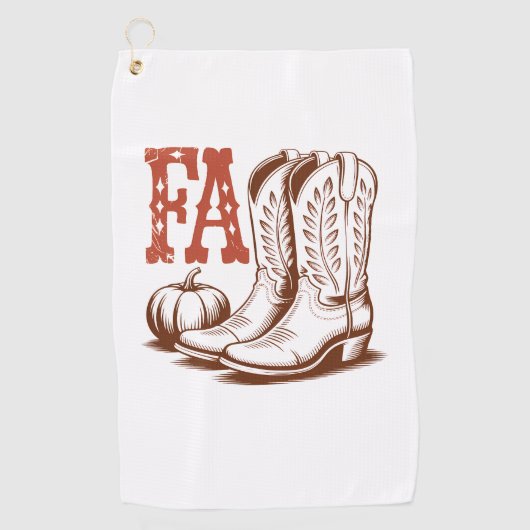 秋秋女性のカーボーイパンプキン ゴルフタオル (正面)