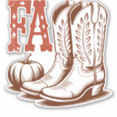 秋秋女性のカーボーイパンプキン シール (正面)