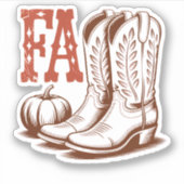 秋秋女性のカーボーイパンプキン シール (正面)