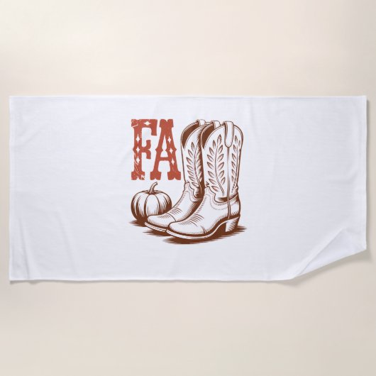 秋秋女性のカーボーイパンプキン ビーチタオル (正面)