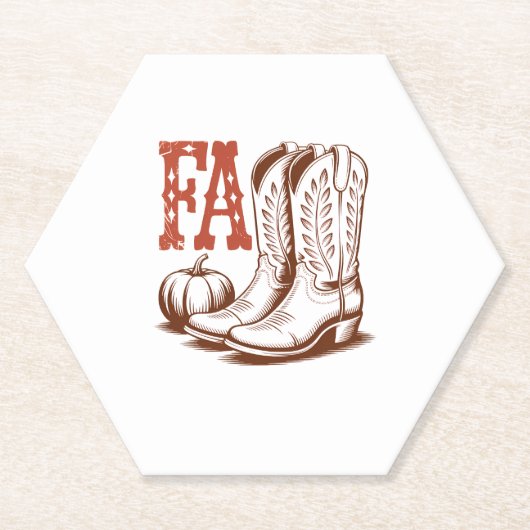 秋秋女性のカーボーイパンプキン ペーパーコースター (正面)