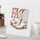 秋秋女性のカーボーイパンプキン 台座サイン (インサイチュ)