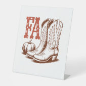 秋秋女性のカーボーイパンプキン 台座サイン (正面)