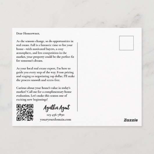 秋秋実在エテートマーケティングはがき ポストカード (裏面)