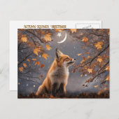 秋秋彼岸ファンタジーキツネと月 シーズンポストカード (正面/裏面)