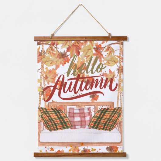 秋秋感謝祭オレンジ離れ色のシーン 吊り下げ型タペストリー (正面)