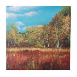 秋秋木風景美術陶瓦 タイル