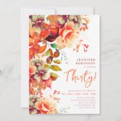 秋秋水彩フローラ30歳の誕生日 招待状 (正面)
