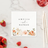 秋秋水彩花結婚の花 スタンダードカクテルナプキン (インサイチュ)