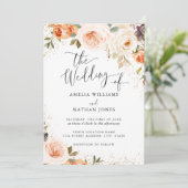 秋秋水彩花結婚の花 招待状 (スタンド正面)