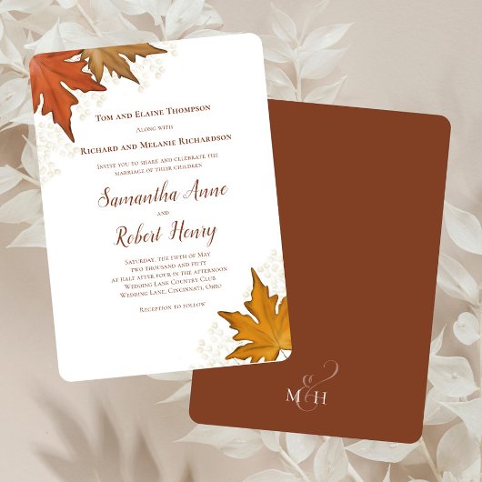 秋秋水離れ色結婚のカスタム 招待状