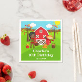 秋秋納屋周囲の庭誕生日ダークスキンガール スタンダードカクテルナプキン (インサイチュ)