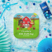 秋秋納屋周囲の庭誕生日ダークスキンガール ペーパープレート (パーティー)