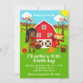 秋秋納屋周囲の庭誕生日ダークスキンガール 招待状 (正面)