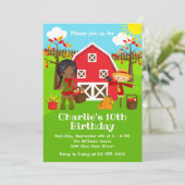 秋秋納屋周囲の庭誕生日ダークスキンガール 招待状 (スタンド正面)