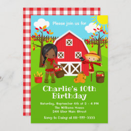 秋秋納屋周囲の庭誕生日ダークスキンガール 招待状