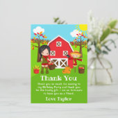 秋秋納屋周囲の庭誕生日ブラックヘアガール サンキューカード (スタンド正面)