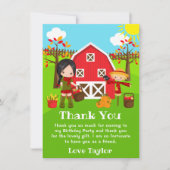 秋秋納屋周囲の庭誕生日ブラックヘアガール サンキューカード (正面)