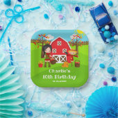 秋秋納屋周囲の庭誕生日ブラックヘアガール ペーパープレート (パーティー)