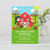 秋秋納屋周囲の庭誕生日ブラックヘアガール 招待状 (スタンド正面)